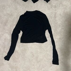 Black shein cropped high neck long sleeve